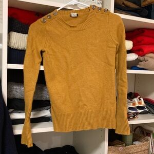 J. Crew Mustard Sweater with Button Accents